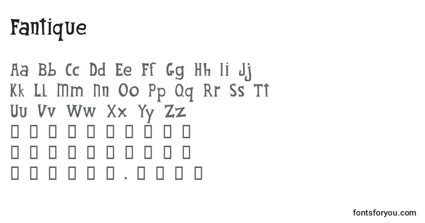 Czcionka Fantique – alfabet, cyfry, specjalne znaki