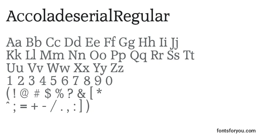 Schriftart AccoladeserialRegular – Alphabet, Zahlen, spezielle Symbole