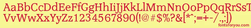 AccoladeserialRegular Font – Red Fonts on Yellow Background