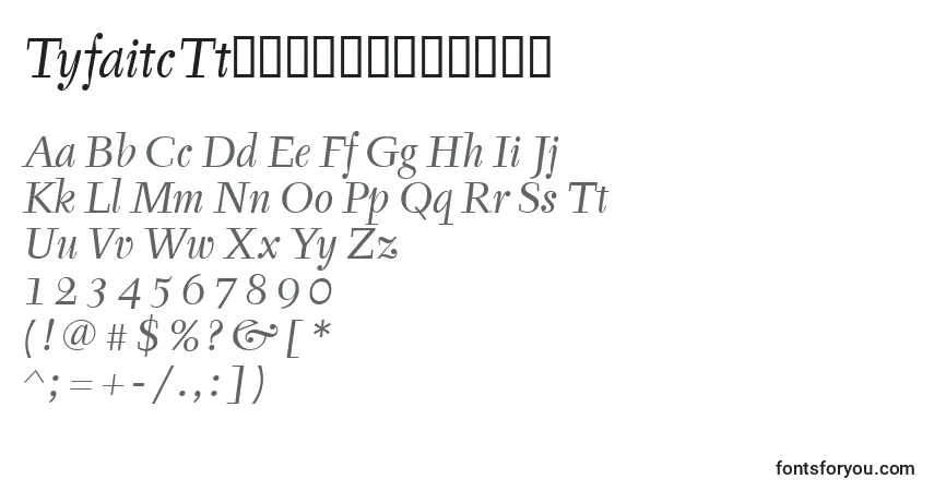 A fonte TyfaitcTtРљСѓСЂСЃРёРІ – alfabeto, números, caracteres especiais
