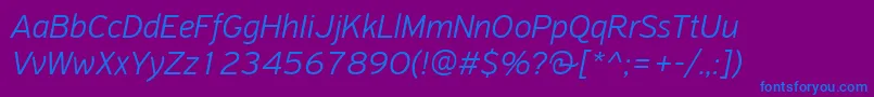 PfhighwaysansproLightitalic Font – Blue Fonts on Purple Background