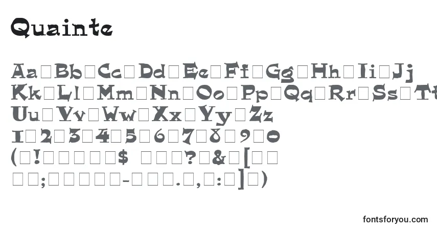 A fonte Quainte – alfabeto, números, caracteres especiais