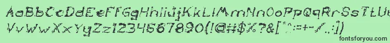 Fonte TheLazyDogItalic – fontes pretas em um fundo verde