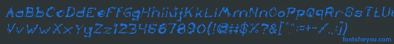 Fonte TheLazyDogItalic – fontes azuis em um fundo preto