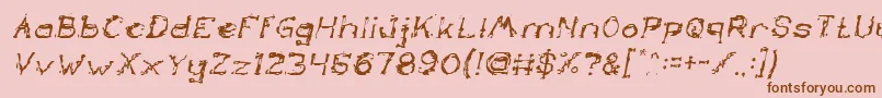 Fonte TheLazyDogItalic – fontes marrons em um fundo rosa