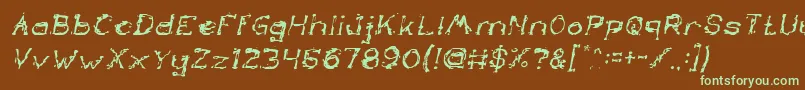 TheLazyDogItalic-fontti – vihreät fontit ruskealla taustalla