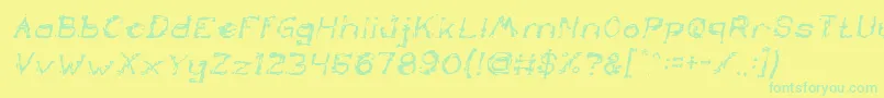 TheLazyDogItalic Font – Green Fonts on Yellow Background