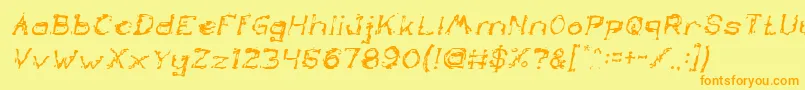 Fonte TheLazyDogItalic – fontes laranjas em um fundo amarelo