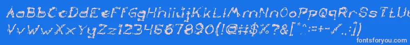 フォントTheLazyDogItalic – ピンクの文字、青い背景