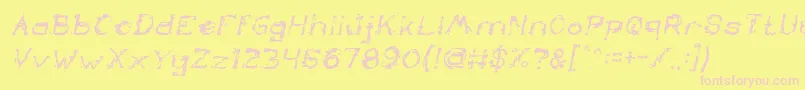 TheLazyDogItalic-Schriftart – Rosa Schriften auf gelbem Hintergrund