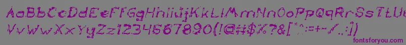 フォントTheLazyDogItalic – 紫色のフォント、灰色の背景