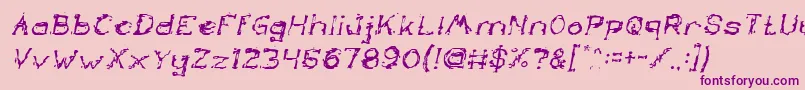 Czcionka TheLazyDogItalic – fioletowe czcionki na różowym tle