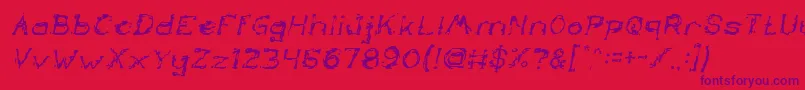 TheLazyDogItalic-Schriftart – Violette Schriften auf rotem Hintergrund