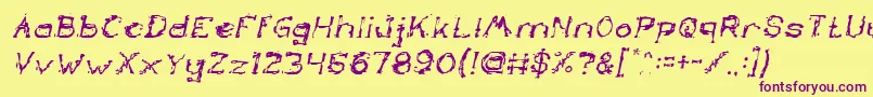 TheLazyDogItalic Font – Purple Fonts on Yellow Background