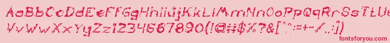 TheLazyDogItalic-Schriftart – Rote Schriften auf rosa Hintergrund