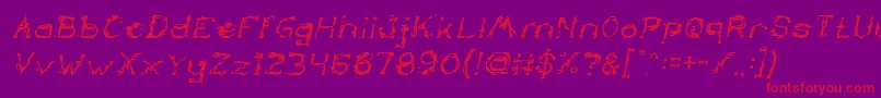 TheLazyDogItalic Font – Red Fonts on Purple Background