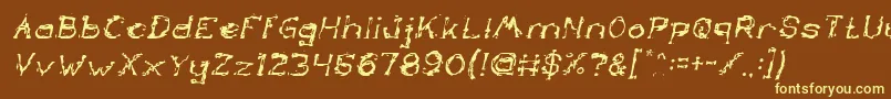 TheLazyDogItalic-Schriftart – Gelbe Schriften auf braunem Hintergrund