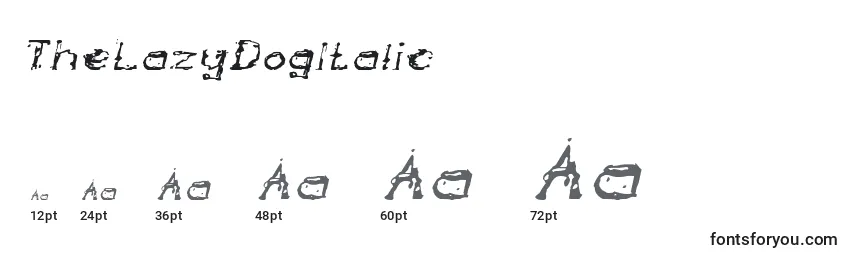 Größen der Schriftart TheLazyDogItalic