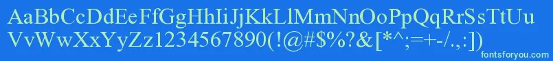 RomanUnicodeRegular Font – Green Fonts on Blue Background