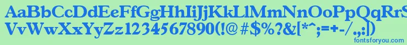 GascogneserialXboldRegular-fontti – siniset fontit vihreällä taustalla