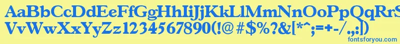 フォントGascogneserialXboldRegular – 青い文字が黄色の背景にあります。