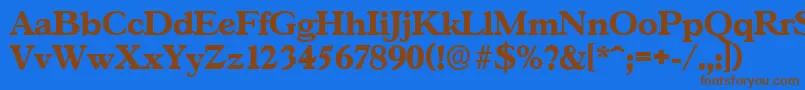 フォントGascogneserialXboldRegular – 茶色の文字が青い背景にあります。