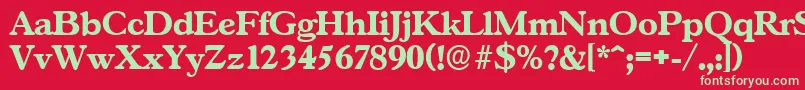 GascogneserialXboldRegular-fontti – vihreät fontit punaisella taustalla
