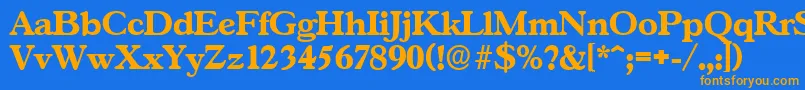 GascogneserialXboldRegular-Schriftart – Orangefarbene Schriften auf blauem Hintergrund