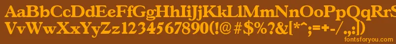 フォントGascogneserialXboldRegular – オレンジ色の文字が茶色の背景にあります。