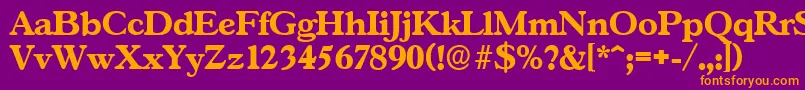 GascogneserialXboldRegular-fontti – oranssit fontit violetilla taustalla