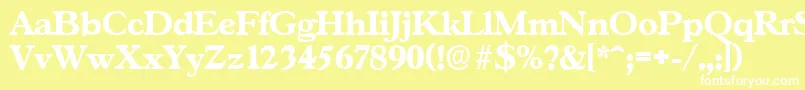 GascogneserialXboldRegular-fontti – valkoiset fontit keltaisella taustalla
