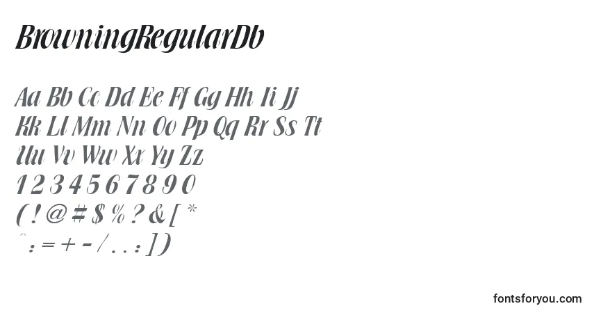 Czcionka BrowningRegularDb – alfabet, cyfry, specjalne znaki