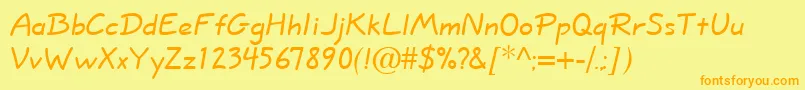 ShortHandNormal Font – Orange Fonts on Yellow Background