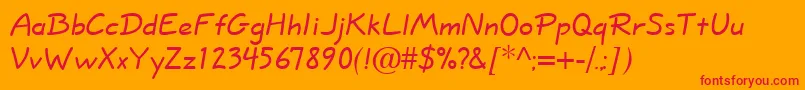 ShortHandNormal-Schriftart – Rote Schriften auf orangefarbenem Hintergrund