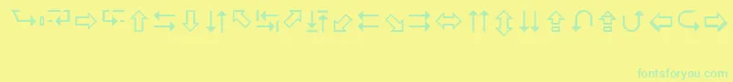 Czcionka CindyArrows – zielone czcionki na żółtym tle