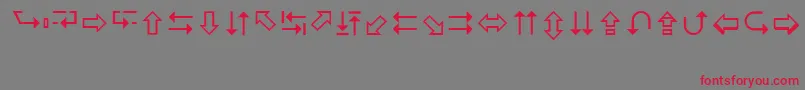 フォントCindyArrows – 赤い文字の灰色の背景