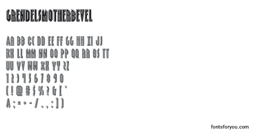 Czcionka Grendelsmotherbevel – alfabet, cyfry, specjalne znaki