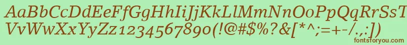 Шрифт LinoletterItalicOldstyleFigures – коричневые шрифты на зелёном фоне