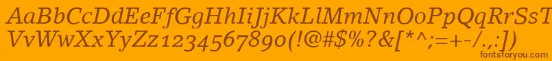 LinoletterItalicOldstyleFigures-Schriftart – Braune Schriften auf orangefarbenem Hintergrund