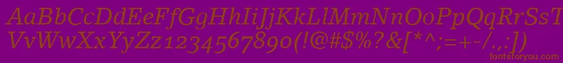LinoletterItalicOldstyleFigures Font – Brown Fonts on Purple Background