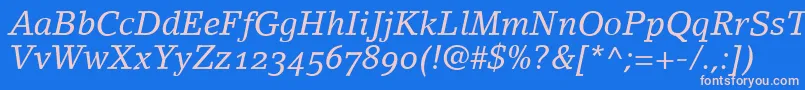LinoletterItalicOldstyleFigures Font – Pink Fonts on Blue Background