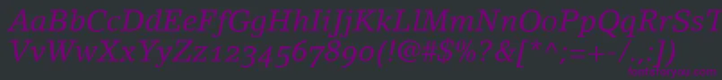 フォントLinoletterItalicOldstyleFigures – 黒い背景に紫のフォント