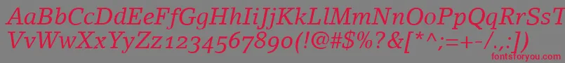 フォントLinoletterItalicOldstyleFigures – 赤い文字の灰色の背景