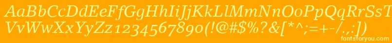 LinoletterItalicOldstyleFigures Font – Yellow Fonts on Orange Background