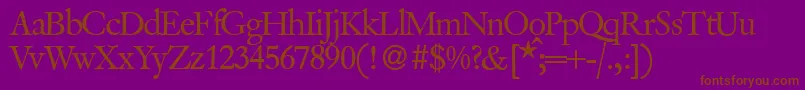 VanitybookRegular-Schriftart – Braune Schriften auf violettem Hintergrund