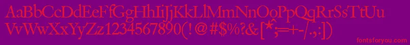 VanitybookRegular Font – Red Fonts on Purple Background