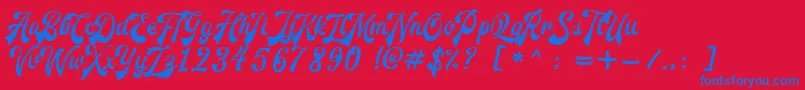 RedouraDemo Font – Blue Fonts on Red Background