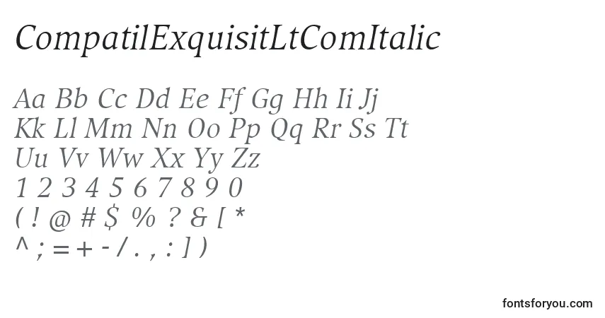 Schriftart CompatilExquisitLtComItalic – Alphabet, Zahlen, spezielle Symbole