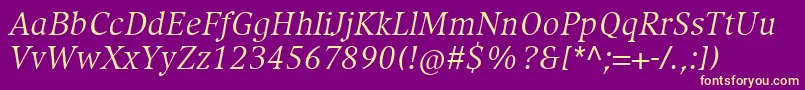 CompatilExquisitLtComItalic Font – Yellow Fonts on Purple Background