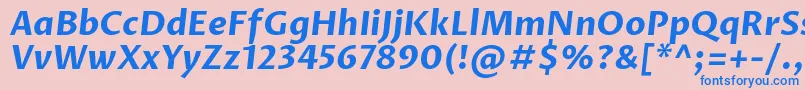 ProzalibreBolditalic-Schriftart – Blaue Schriften auf rosa Hintergrund